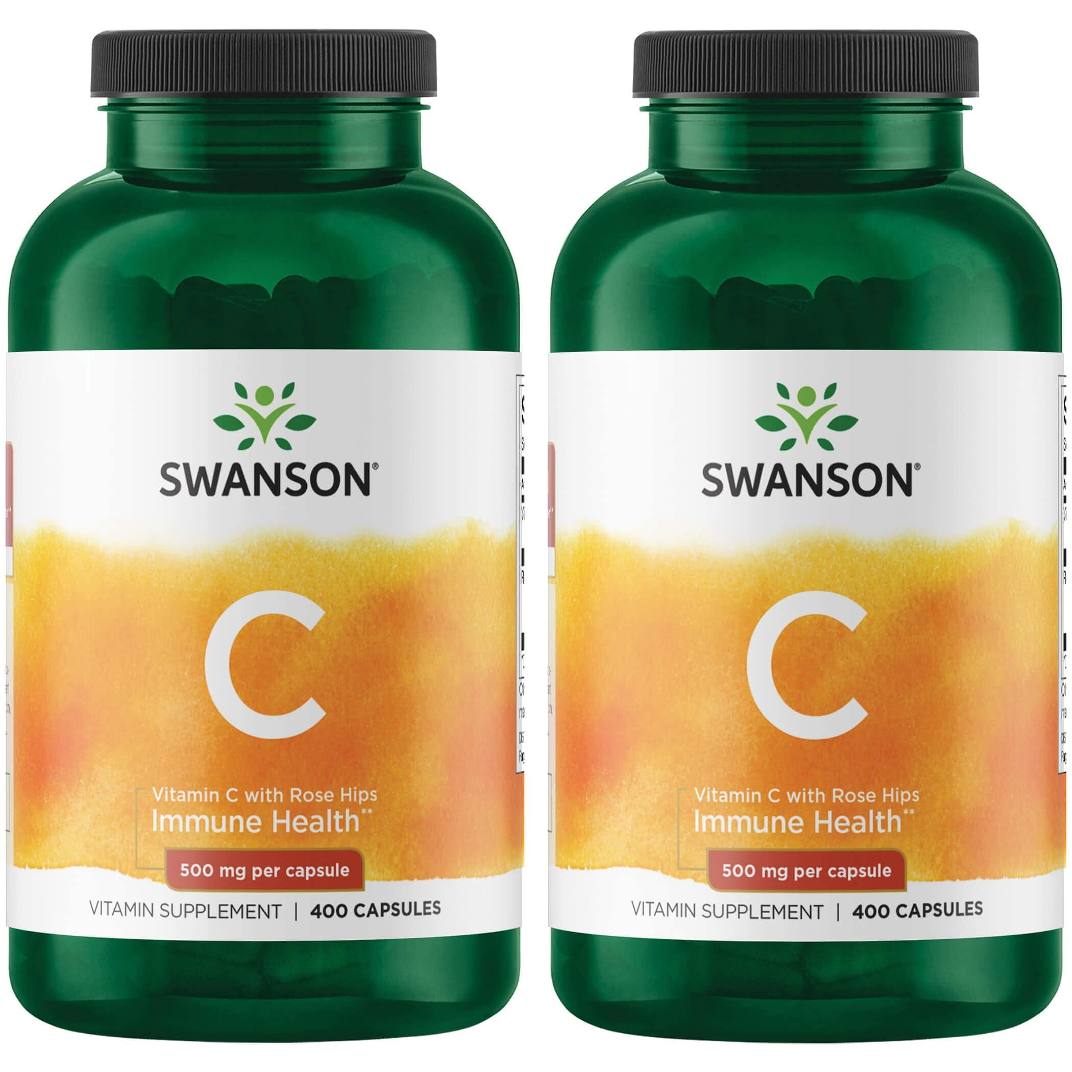 Swanson C-500 - Vitamin C with Rose Hips 500 mg 400 Caps 2 Pack