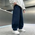thumbnail image 6 of XIYNBAOK Boys Baggy Sweatpants Wide Leg Baggy Pants Open Bottom Athletic Trackpants Kids Girls Elastic Waist Plain Sportswear Casual Preppy Clothes, 6 of 8
