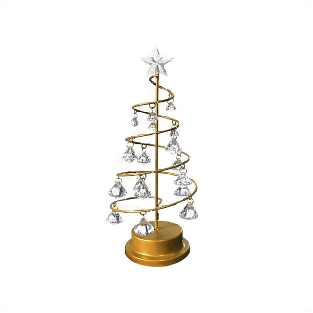 Lámpara de Árbol de Navidad de Cristal de Metal Navideño Árbol de Cristal de Mesa de Navidad con Luces LED Decoraciones para Árboles de Navidad S