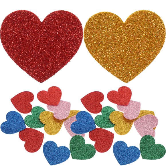 ORDDIART 15Pcs Assorted Color Foam Heart Stickers Self Adhesive Heart Decals for Party Decor