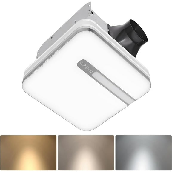 OREiN Bathroom Fan with Humidity Sensor, 30W Exhaust Fan with Light, 80/110 CFM Bathroom Vent Fan with LED Light, 1500lm, 3000K/4000K/5000K Selectable, Auto On at 60% Humidity