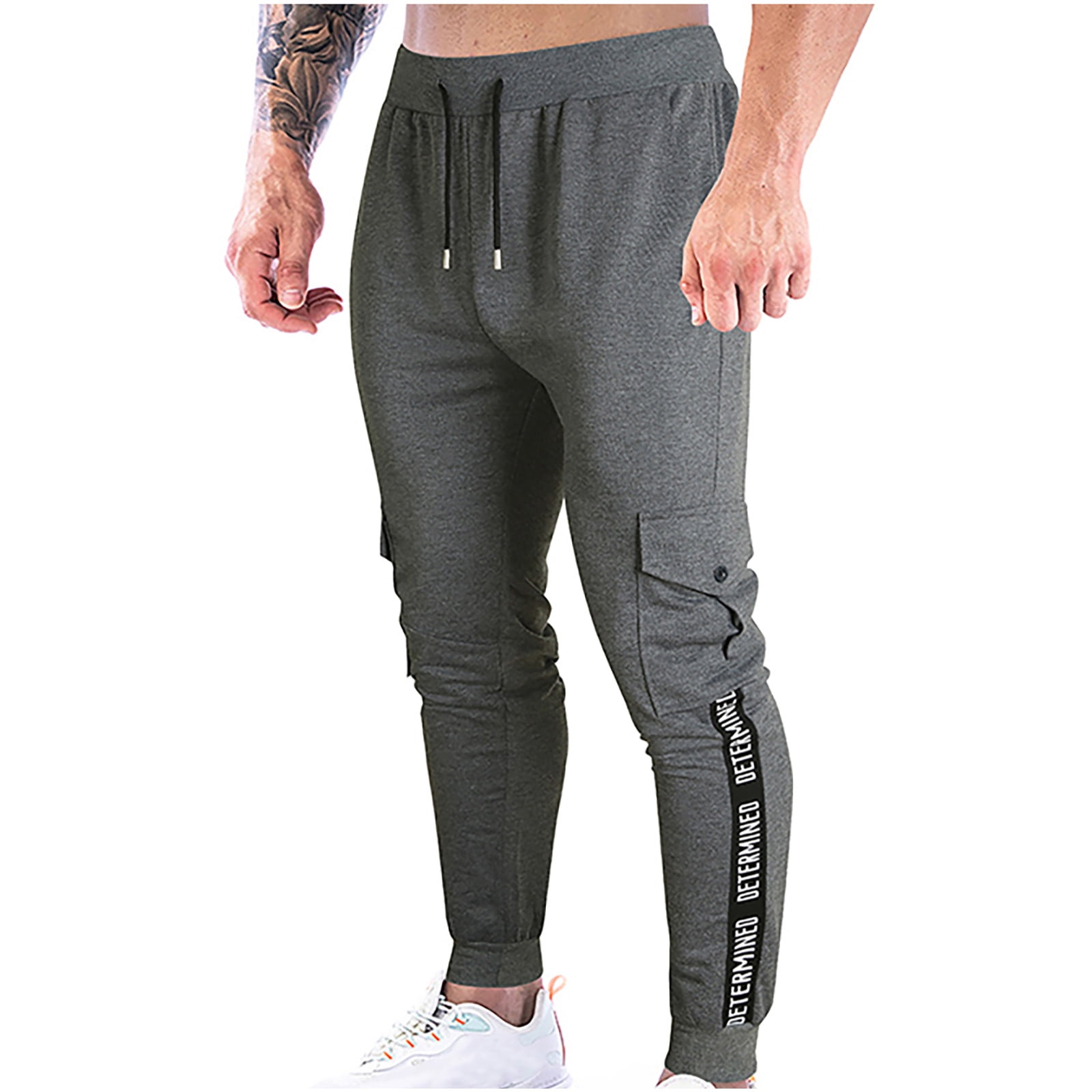 Men's Jogger Pants with Zipper Pockets Tapered Joggers Slim Workout Gym ...