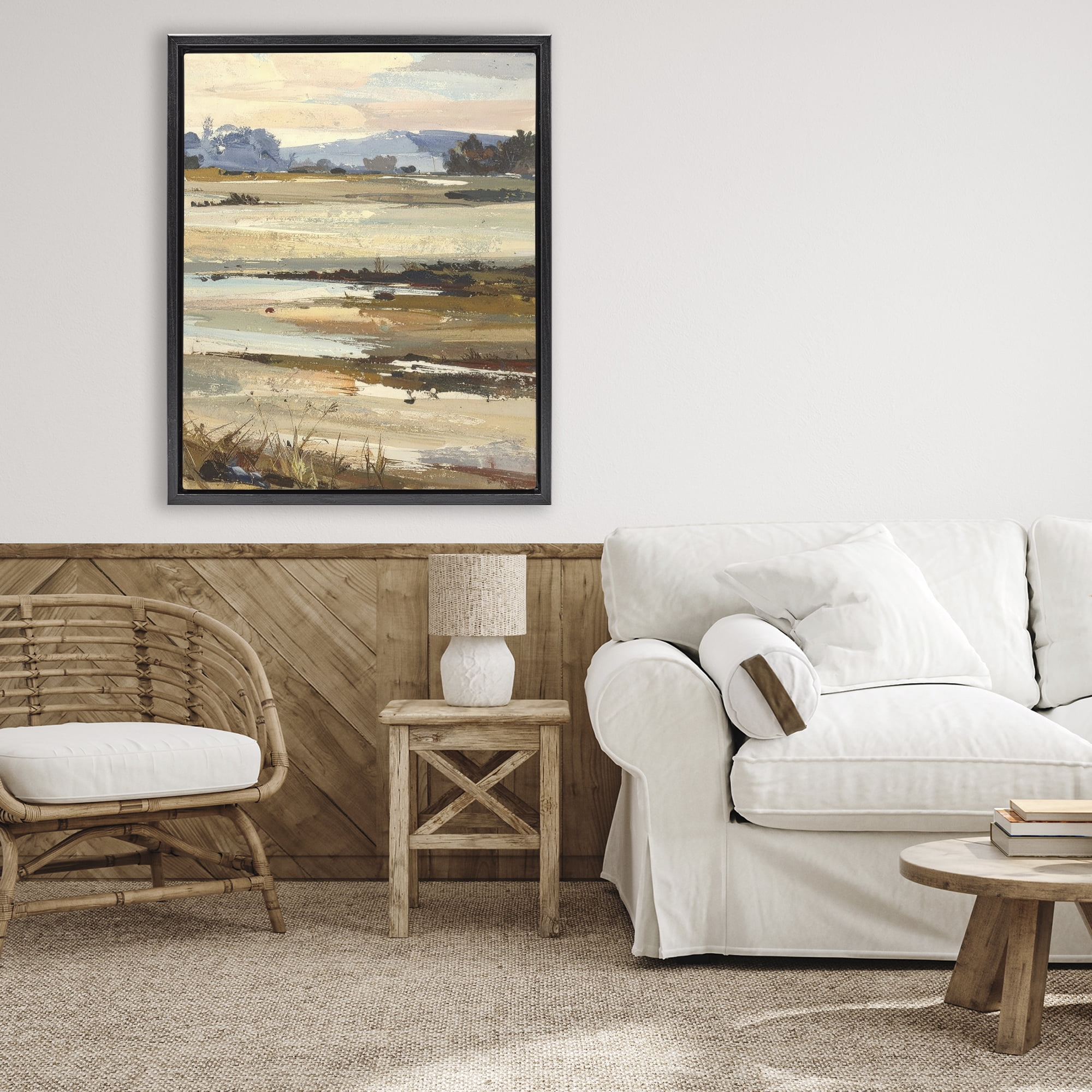 Stupell Industries Distant Horizon Portrayal Black Framed Floater Canvas Wall Art, design by Alonza Saunders