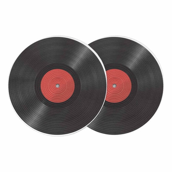 Retro Record Round 13 Inch Placemats Set of 2, Abstract Vintage Minimalist Art HeatResistant Non Slip Place Mats for Dining Table, Wipeable Braided Kitchen Table Mats for Housewarming