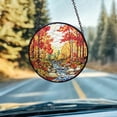 thumbnail image 2 of Window Hanging Glass Autumn Forest Scene, Car Decoration, Elegant Stained Glass Art, Gift for Dad or Mom, Home or Auto Decor, Unique Handmade Ornament for Parents, 2 of 5