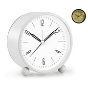 eYotto Contemporary Analog White Alarm Clock with Night Light(White)