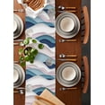 thumbnail image 2 of Ldtrchee Blue Pink Ombre Table Runner 70 Inches, Modern Geometric Moire Abstract Art Bed Runner Dresser Scarves Tabletop for Indoor Outdoor Parties/Ceremony/Banquet, 13" x 70", 2 of 8