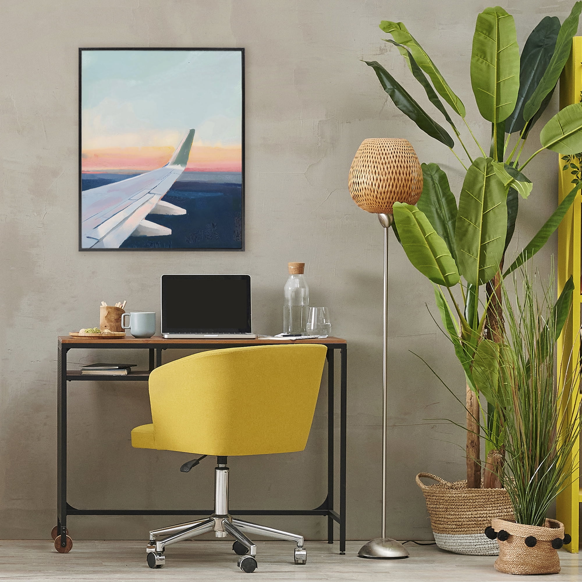 Stupell Industries Airplane Wing Sunset Black Framed Giclee Art, design by The Prints Vibe