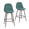 thumbnail image 5 of Homy Casa Swivel 26'' Height Upholstered Bar Stool, Teal (Set of 2), 5 of 8
