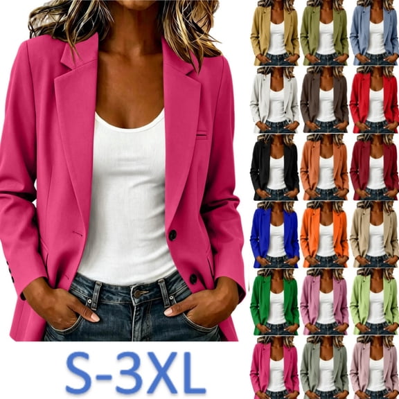 Byworldtasic Women's Casual Blazer Jacket 2026 Summer Lightweight Jacket Classy Work Office Button Suit with Pockets