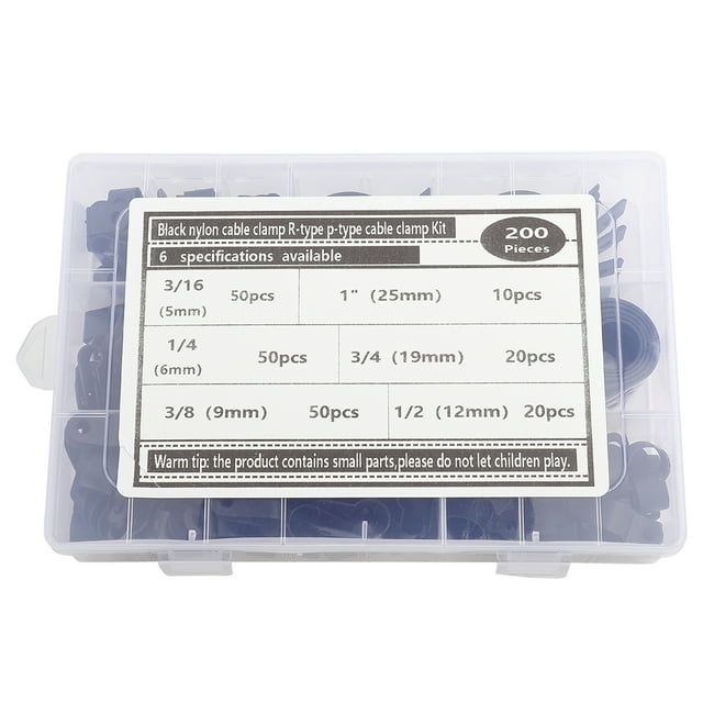 Abrazadera de cable tipo R, 200 piezas Cable de nailon de plástico Abrazadera de cable tipo P Abrazadera de cable de nailon Durabilidad extendida NikouMX herramienta