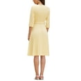 thumbnail image 3 of INSPIRE CHIC Women's Pleated Dress 3/4 Sleeve V Neck Belted 2026 Elegant Work A-Line Dresses S Light Yellow, 3 of 5