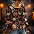 thumbnail image 2 of Stamzod Blouses for Women Fall Fashion Halloween Printed Long Sleeve Tops Dressy Casual Shirts, 2 of 5