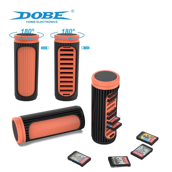 Nintendo Switch 2 10-in-1 Rotating Game Card Case - Round Storage Box for Switch/OLED Game Cartridges, Anti-Scratch, Compact Travel-Friendly Design, Easy-to-Identify Slots