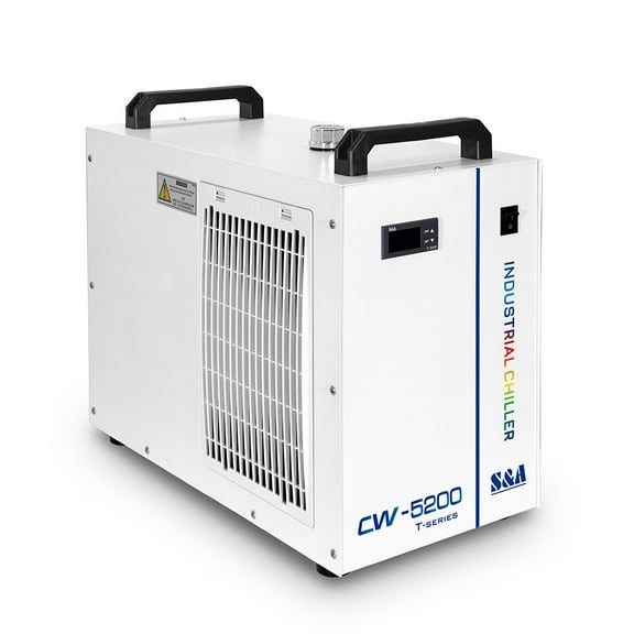 S&A CW-5200DH Industrial Water Chiller (AC 1P 110V 60Hz) for One 8KW Spindle / Welding Equipment / One 130-150W CO2 Glass Laser Tube Cooling, 0.93HP