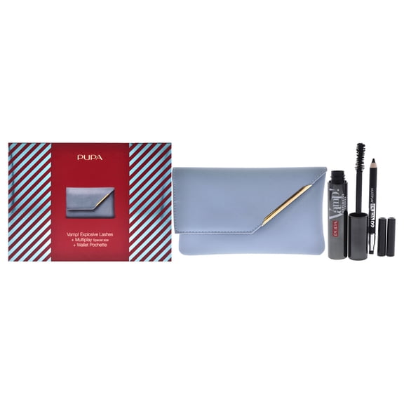 Juego de pestañas explosivas Pupa Milano Vampiro Explosive Lashes Mascara - 110 Black, Multiplay Eye Pencil - 09 Black, Cartera 3 Pc