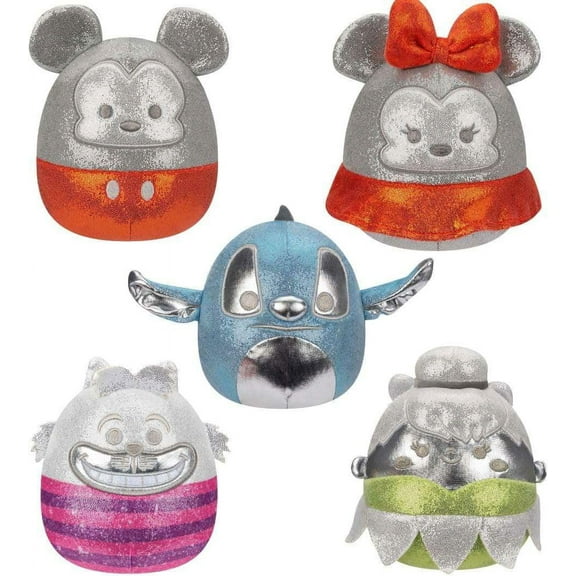 Squishmallows Disney100 Mickey, Minnie, Stitch, Tinker Bell & Cheshire Cat Plush 5-Pack
