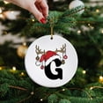 thumbnail image 5 of Black 26 Letter Christmas Tree Hanging Pendant with Reindeer Antler Decorative Balls Santa Hat 3.15" White Acrylic Discs Alphabet Keepsake for Holiday Xmas Winter Decor, 5 of 9