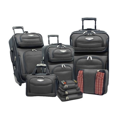 Travelers Choice Travel Select Amsterdam 8-Piece Softshell Deluxe Expandable Rolling Luggage Set with Packing Cubes