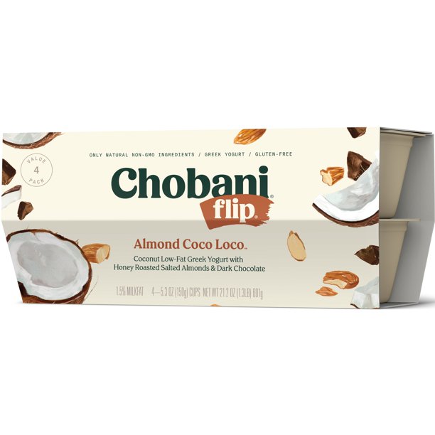 Chobani Flip LowFat Greek Yogurt, Almond Coco Loco 5.3 oz, 4 Count
