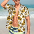 thumbnail image 5 of Lsque Sunflowers and Bees pattern Hawaiian Shirt for Men, Unisex Summer Beach Casual Short Sleeve Button Down Shirts-Medium, 5 of 9