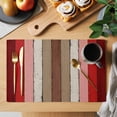 thumbnail image 2 of Red Pink Placemats Set of 6 Farmhouse Wood Grain Vintage Brown Striped Place Mats Indoor Wipeable Table Mats Washable Cloth Dining Table Placemats for Kitchen Holiday Party Home Decor 13x19 Inch, 2 of 9