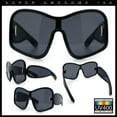 thumbnail image 2 of Womens XL Oversized Color Mirror Unique Arm Lens Shield Butterfly Sunglasses All Black, 2 of 7