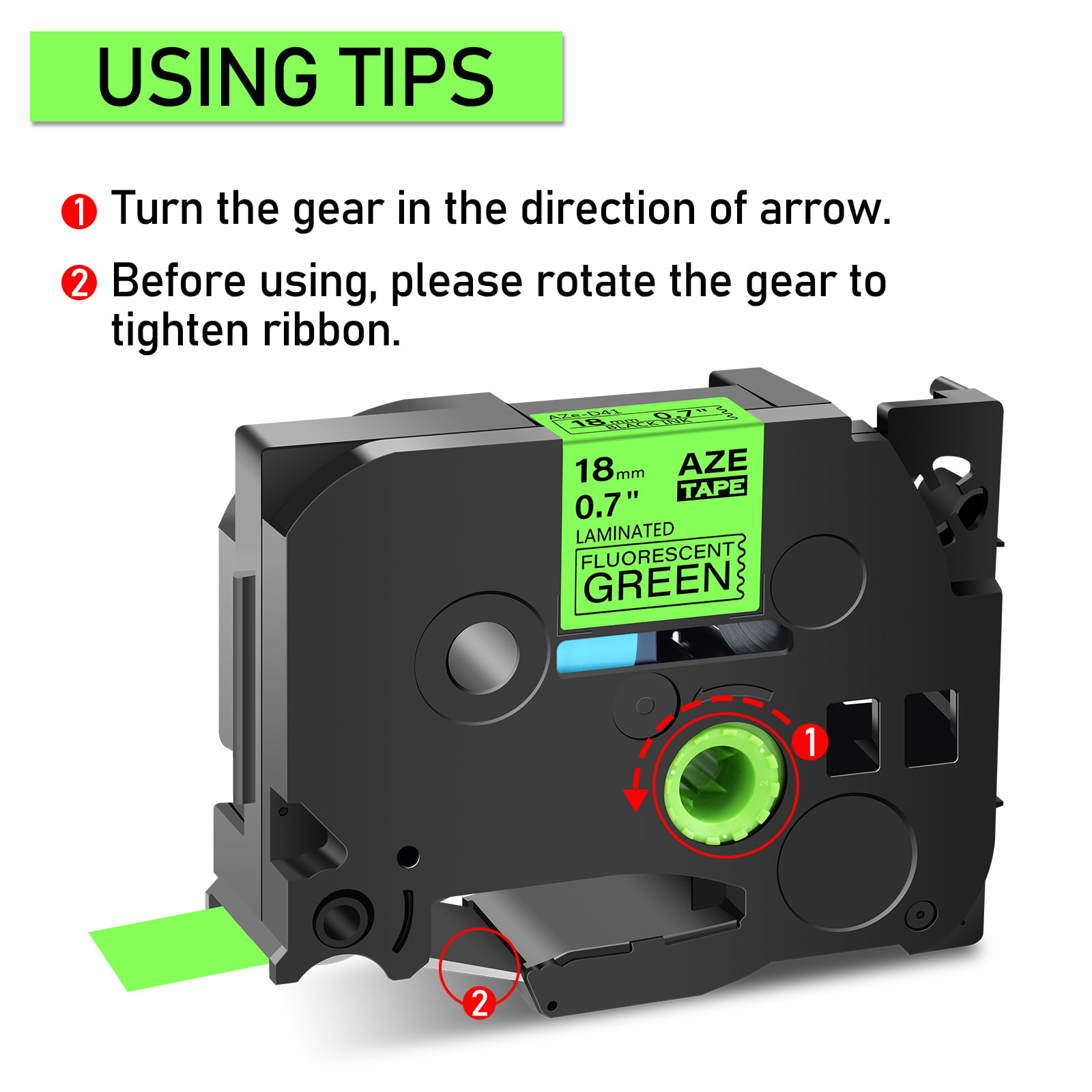Details about   1-20pk Fluorescent Green Label Tape Compatible with Brother TZD41 TZ-D41 18MM 