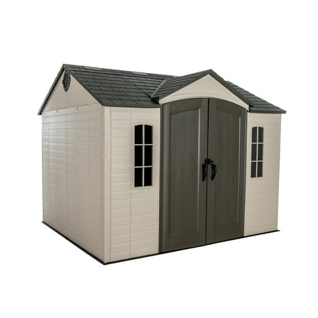 Lifetime Lockable DIY Polyethylene Storage Shed, 71.25 Sq. ft., 10' x 8', Tan & Gray (60393)