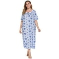 thumbnail image 6 of Retap Plus Size Nightgowns for Women,Soft Lightweight Comfy Sleepwear Lounge-wear, Short Sleeves Mid-Calf Length Women's Pullover Nightdress Light Blue 4XL, 6 of 9