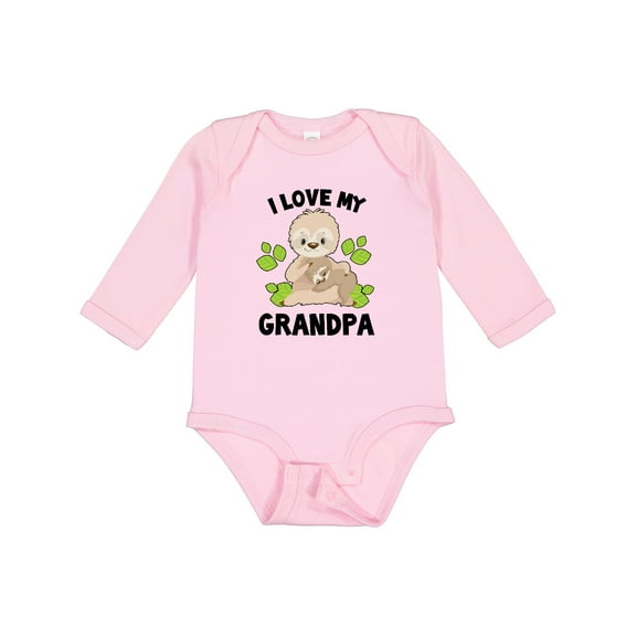 Inktastic Cute Sloth I Love My Grandpa with Green Leaves Boys or Girls Long Sleeve Baby Bodysuit