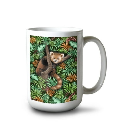 

15 fl oz Ceramic Mug Red Panda and Jungle Foliage Dishwasher & Microwave Safe