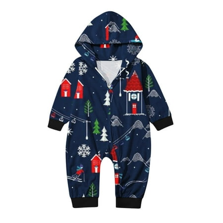 

NECHOLOGY Christmas Pajamas Family Personalized Babys Christmas Set Cute Printed Hooded Pajamas for Family of 4 Plaid Suit I 0-3 Months