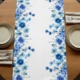thumbnail image 5 of Table Runners 70 Inches Long Dress Scarves, Spring Blue Floral Farmhouse Coffee/Dining/Kitchen Table Decor, Holiday Table Runner, Farmhouse Weeping Floral Leaves 13x70 Inch, 5 of 9