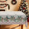 thumbnail image 2 of Duangreer Christmas Rectangle Tablecloth, Grey Grid Cartoon Holly Print Waterproof Wrinkle Resistant Table Cover for Party Picnic Decors, 60 x 84 Inch, 2 of 6