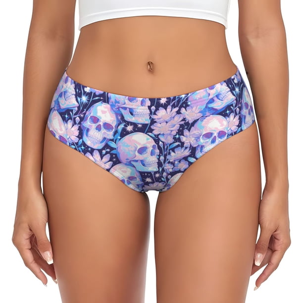 Fotbe Skull star crystal Calzones Estampados para Mujer – Ropa Interior de Algodón, Cómoda, Suave y Elástica-Large