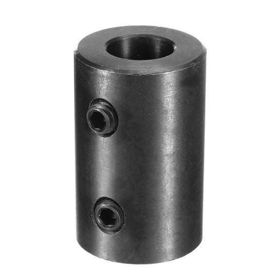 Shaft Coupling 5/8" Bore, 1-1/4" OD, 2" Length, Black Oxide Plated Steel Rigid Coupling, (2 Set Screws)