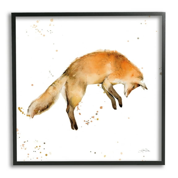 Stupell Industries Jumping Fox Modern Wildlife Animals & Insects Painting Black Framed Art Print Wall Art, 12 x 12