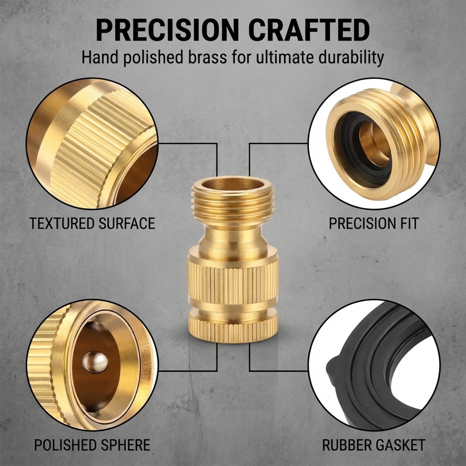 Garden Hose Quick Connect Fittings Solid Brass 4 Piece Set For Garden Watering