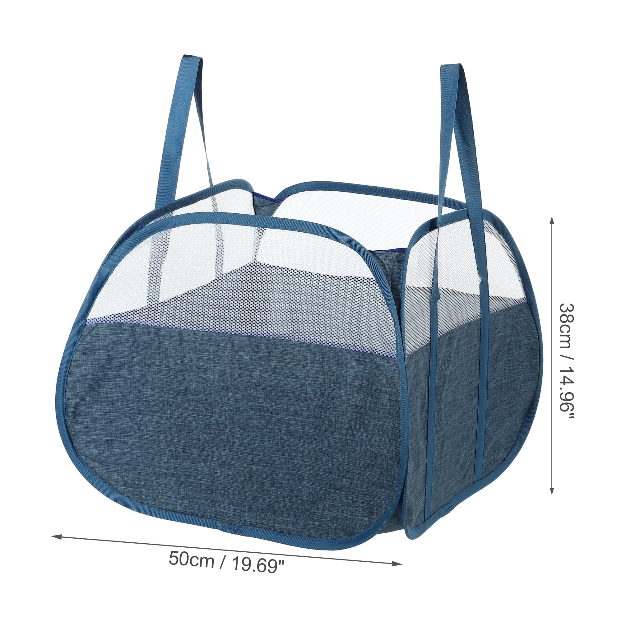Unique Bargains Folding Breathable Hamper Basket for Bathroom 1 Pc Blue