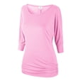 thumbnail image 1 of Matchstick Women's 3/4 Sleeve Basic Drape Top with Side Shirring, 1 of 4