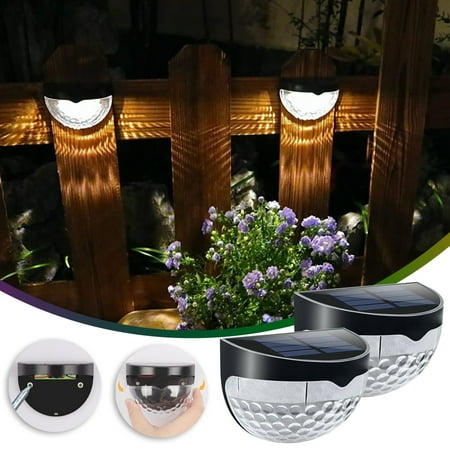 

Pkeoh Valentines Day Decor 2Pcs Solar Fence Lights Autom Turn On/Off Semi Circle And Shadow Night Light 6 Led Outdoor Garden Waterproof Wall Mount Design Wall Decor Valentines Day Gifts Abs