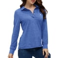 thumbnail image 3 of MoFiz Women's Long Sleeve Golf Polo Shirts Quick Drying Casual Workout Tops Shirts Sky blue S, 3 of 9