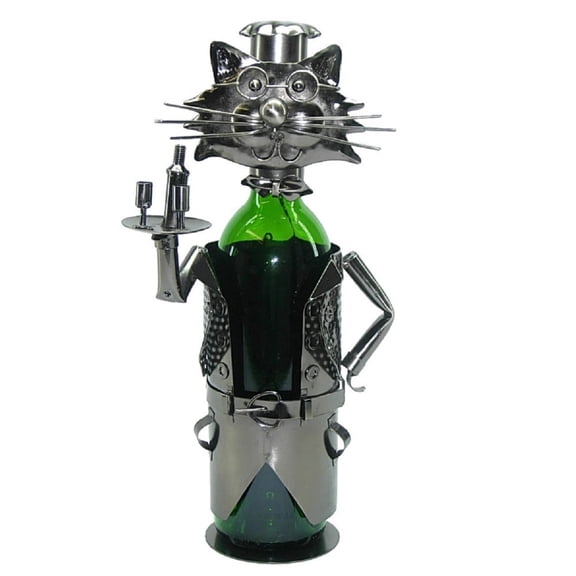 3starimex Cat Waiter Wine Bottle Holder Caddy