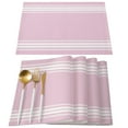 thumbnail image 2 of Pink Stripes Rustic Farmhouse Placemat for Dining Table Tableware Mats Kitchen Dish Mat Pad 4/6pcs Table Mat Home Decoration, 2 of 7