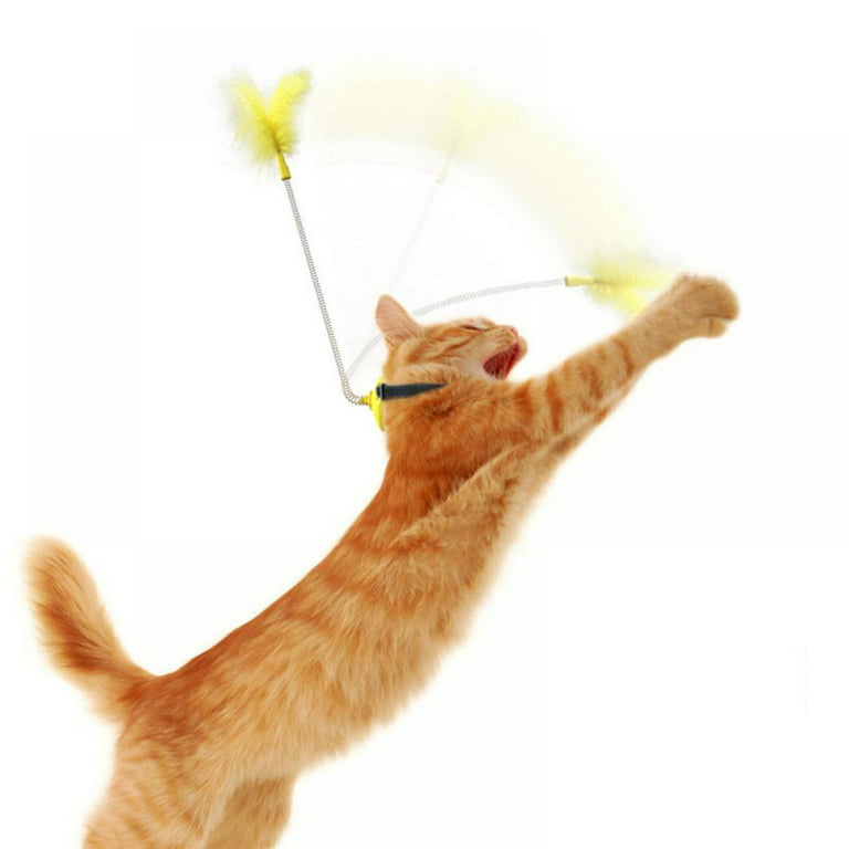 Cat Teaser Stick Wands Toys Tied Cat Spring Wand Cat Feather Toy Set Puzzle  IQ Training Exercise Playing Cat Toys Gift For Indoor 