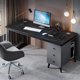 thumbnail image 2 of Slate Luxury Office Desks Modern Study Write Home Drawers Office Desks Simplicity Design Bureaux Meuble Work Furniture QF50OD My Lux Decor Round, 2 of 6
