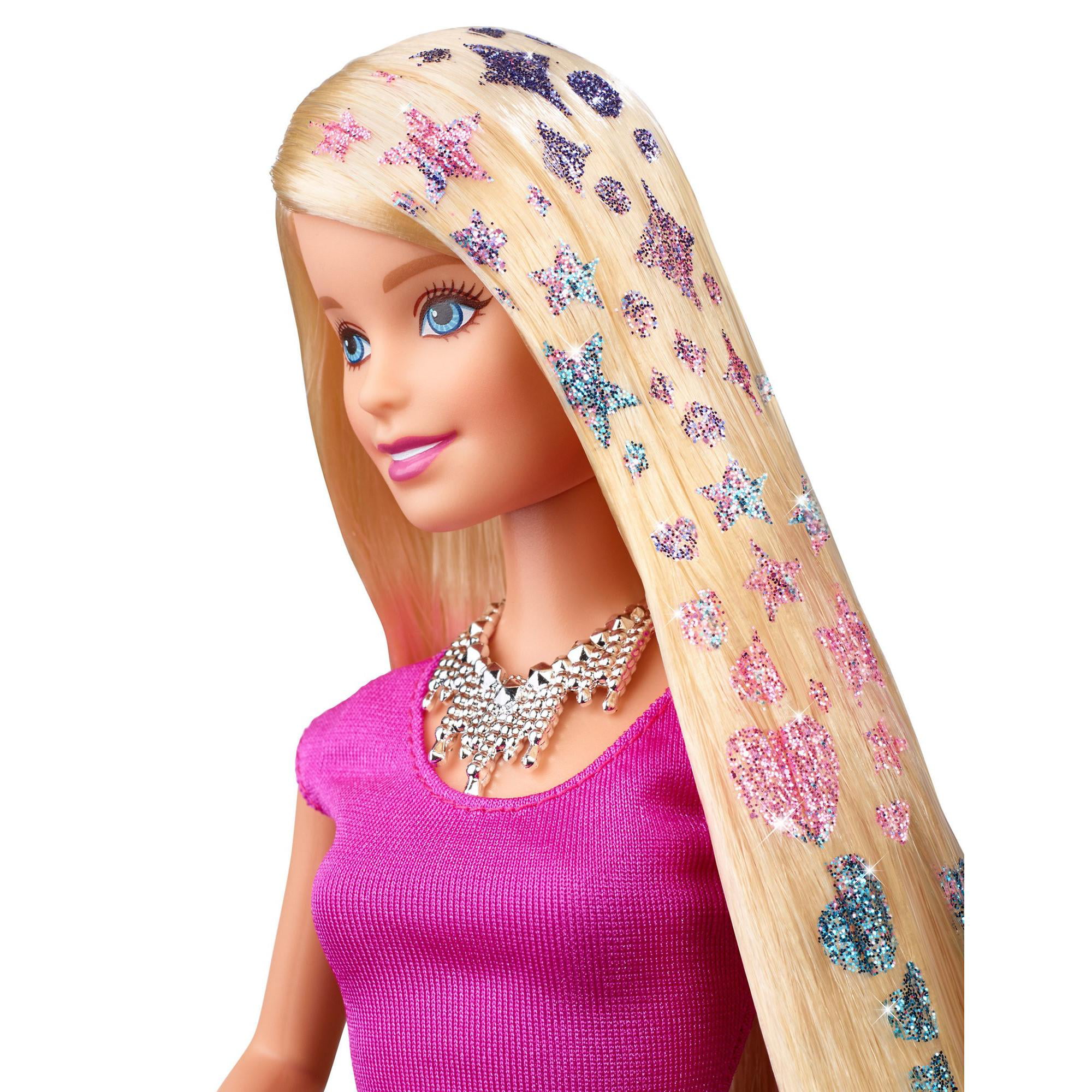 Streng hoe te gebruiken lens Barbie Glitter Hair Design Doll - Walmart.com