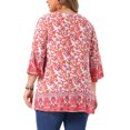 thumbnail image 3 of Agnes Orinda Women's Plus Size School College Bohe Tops Floral Print V Neck 3/4 Sleeve Dressy Top Casual Work Tunic Blouses 3X Orange, 3 of 6