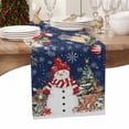 thumbnail image 6 of Navy Blue Christmas Cotton Linen Table Runner for Dining Kitchen, Snowman Xmas Tree Poinsettia Eucalyptus Wedding Outdoor Party Tablerunners Decor, Dresser Scarf Coffee Tablecloth Runners 13"x36", 6 of 9